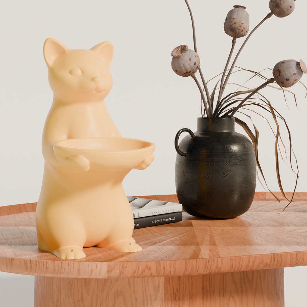 Fiastra Cat Key Holder - Yellow - cat geel sfeerbeeld tafel 3