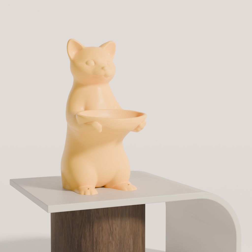 Fiastra Cat Key Holder - Yellow - cat geel sokkel 1
