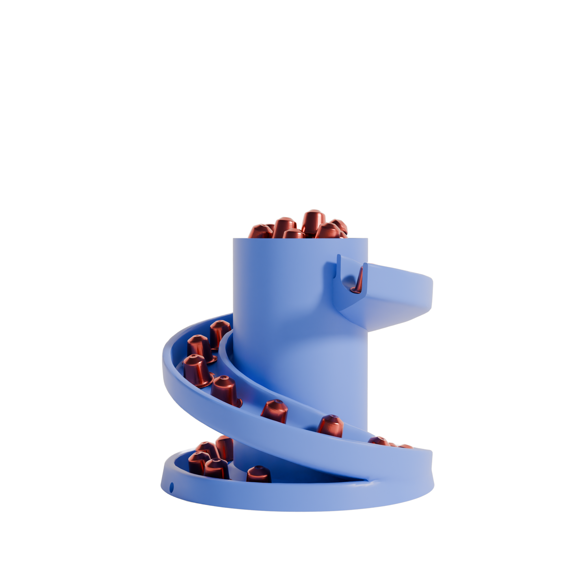 Fiastra Spiral Nespresso Capsule Organizer - Blue - spiral blauw gevuld zijaanzicht 1