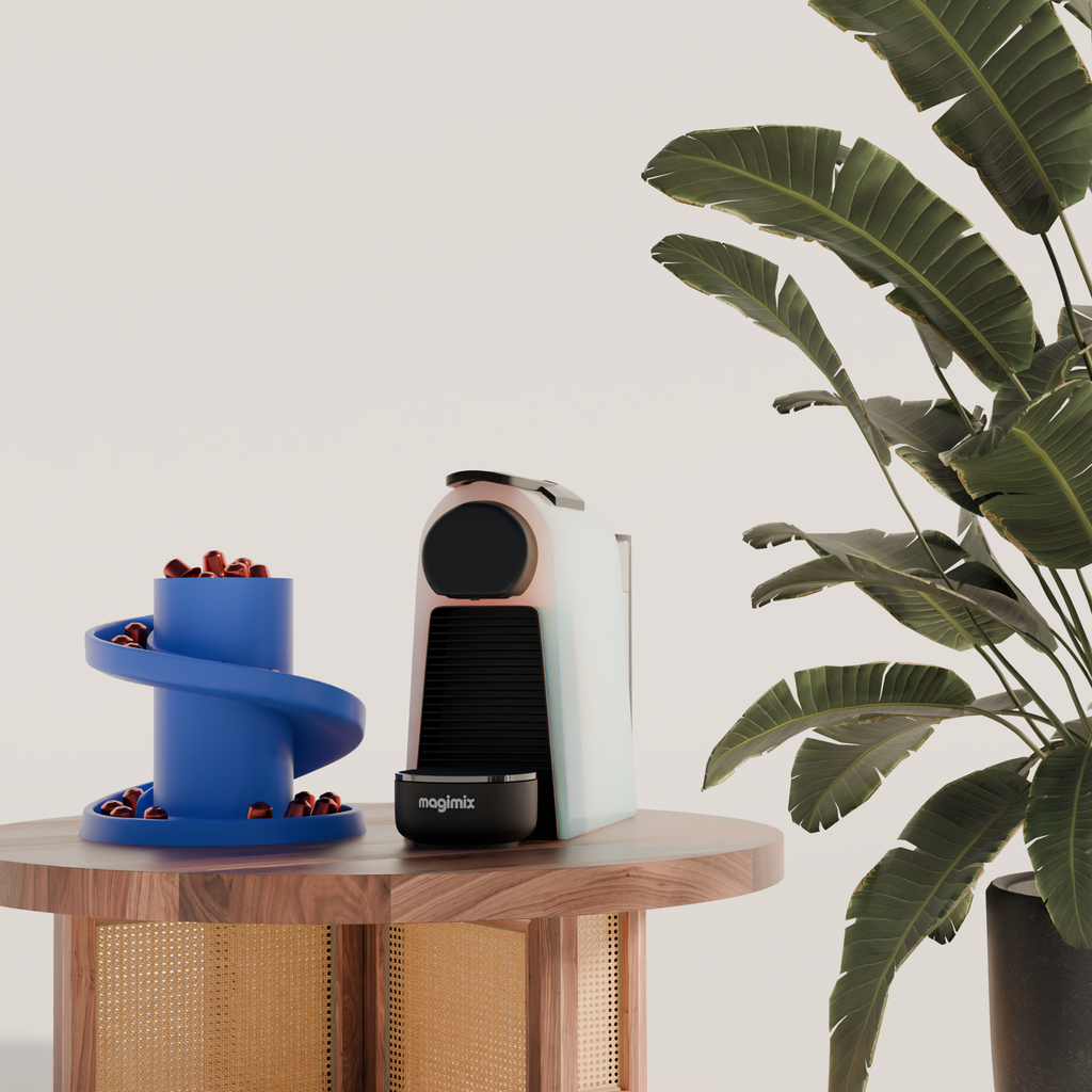 Fiastra Spiral Nespresso Capsule Organizer - Blue - spiral blauw sfeerbeeld interieur 1