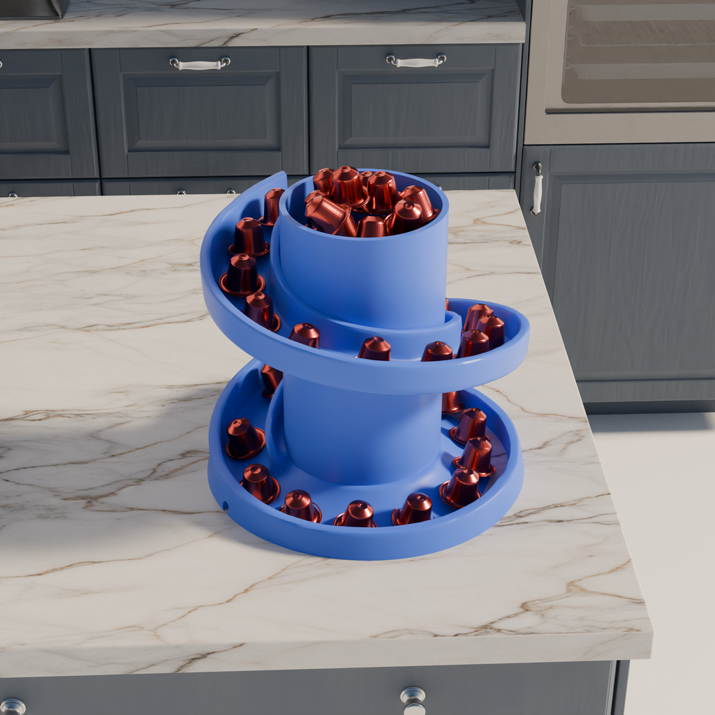 Fiastra Spiral Nespresso Capsule Organizer - Blue - spiral blauw sfeerbeeld keuken 2