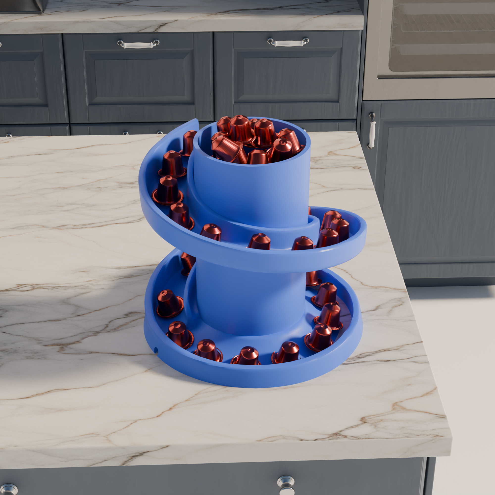 Fiastra Spiral Nespresso Capsule Organizer - Blue - spiral blauw sfeerbeeld keuken 2